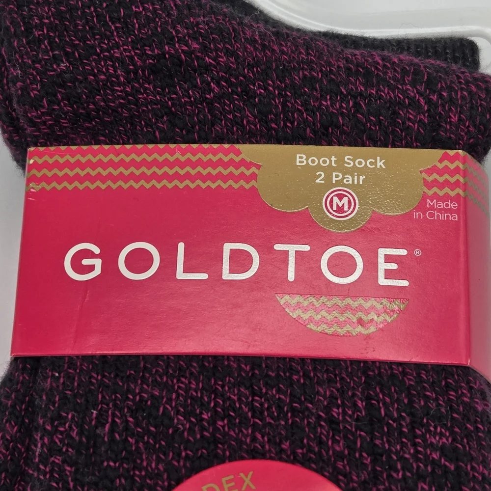 Gold Toe Kids Girl Size Medium 9-1.5 Boot Socks 2 Pair New Lace Ruffle Pink Gray